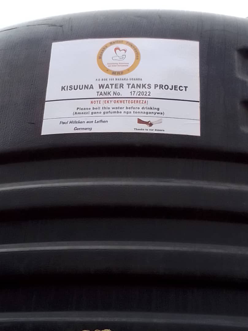 MRF water tank installation — Tank No. 17 of Kisuuna Water Tanks Project